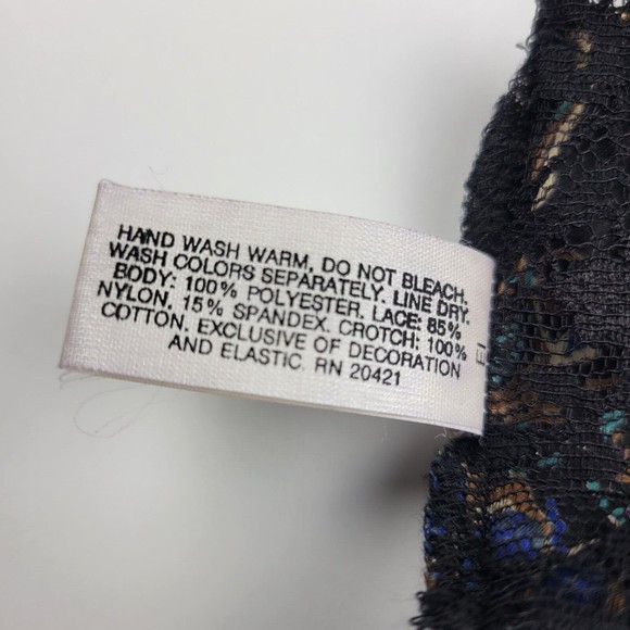 Wacoal 90s Vintage Black Lace Teddy w/ Rare Fine Paisley Pattern EVC Size M - Picture 11 of 11